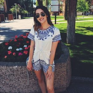 Blue and White Romper